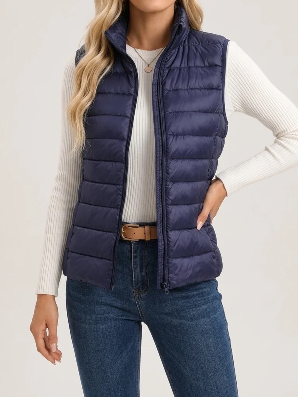 Nordstrom Playertees Modern Fit Packable Midweight Puffer In Navy
